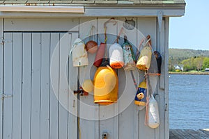 Lobster Buoys in Annapolis Royal in Nova Scotia NS, Canada