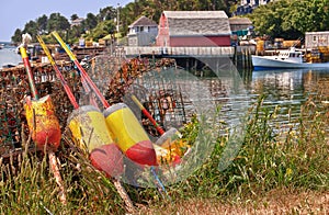 Lobster buoys and traps