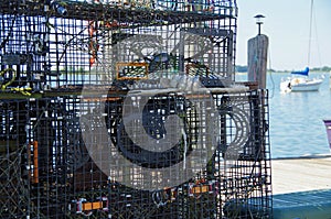 Lobster cages on New England dock