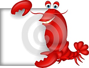 Lobster cartoon with blank sign