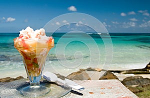 Lobster ceviche Caribbean sea background Nicaragua