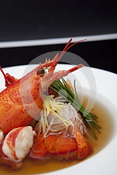 Lobster Consomme on White Plate