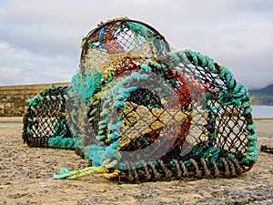 Lobster/Crab cages sitting on the Quayside