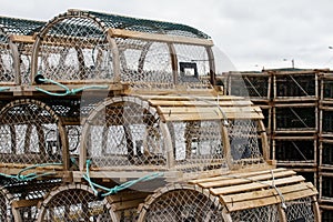 Lobster/Crab Traps on Wharf in Snow