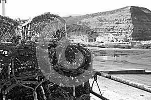 Lobster creels at the small fishing village of Staithes