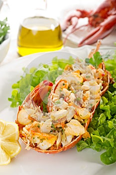 Lobster with green salad