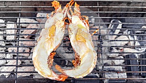 Lobster grilled on hot charcoal grill