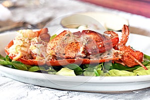 Lobster grilled with spicy thai style dressing sauce.