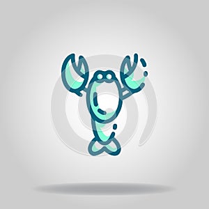 Lobster icon or logo in  twotone