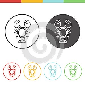 Lobster icons in thin line style