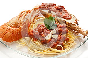 Lobster pasta with tomato sauce