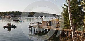 Lobster pots and fishing wharf