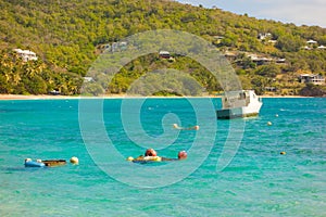 Lobster pots floating in the windward islands