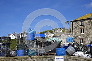 Lobster pots inPort Issac hot sunny summers afternoon