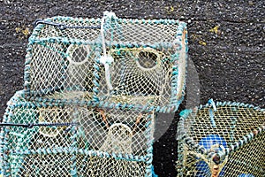 Lobster pots ready for setting out at Lower Milovaig harbour