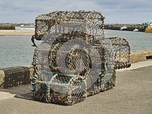 Lobster Pots Stacked On The Harbour