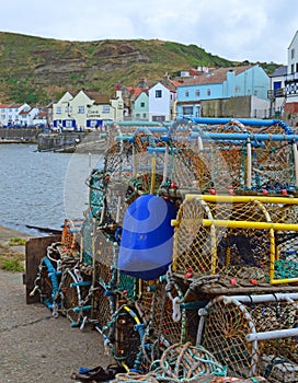 Lobster pots at Staithes, Yorkshire, UK 