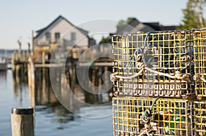 Lobster pots and wharf