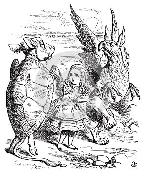 The Lobster Quadrille - Alice`s Adventures in Wonderland original vintage engraving