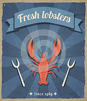 Lobster retro poster