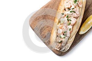 Lobster roll sandwich isolated on white background
