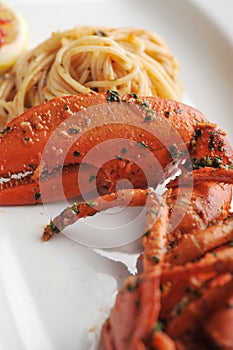 Lobster seafood pasta linguine