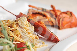Lobster seafood pasta linguine