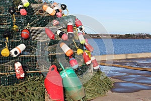 A lobster trap Christmas tree, an Atlantic Canadian tradition started in Nova Scotia made of lobster traps and buoys