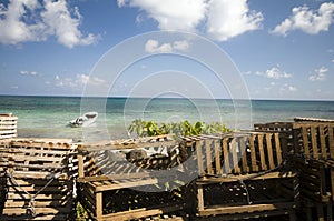 Lobster traps on beach nicaragua