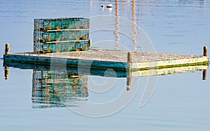 Lobster traps on a dock on Bailey Island, Maine, New England