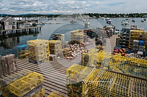 Lobster Traps on a Fishing Dock in Maine