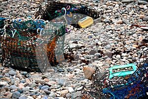 Lobster Traps at Low Tide on Maine Shore