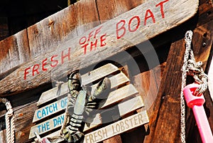 Lobster traps serve as fun dÃ©cor on a lobster shack