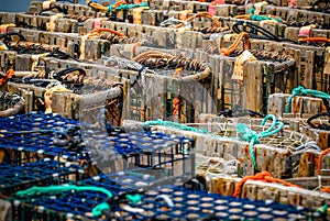 Lobster traps stacked