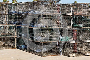 Lobster Traps Stacked on a Dock in Ventura, California
