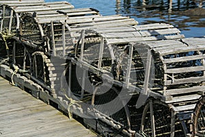 Lobster traps on wharfs