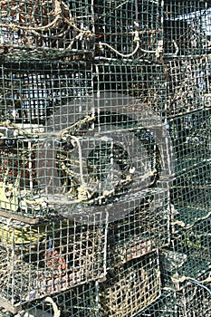 Lobster traps on wharfs, Mount Desert Island