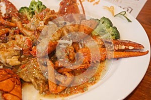 Lobster truffle mushroom red sauce chinese food