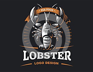 Lobster vector logo illustration. Crustacean in a vintage style photo