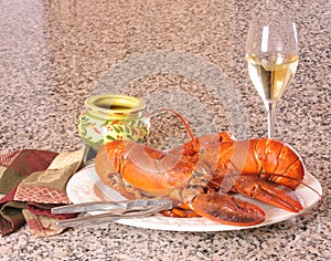 Lobster and wine, a satisfying meal