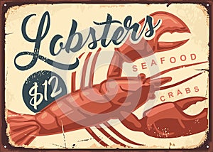 Lobsters vintage seafood restaurant sign