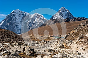 Lobuche village, small village in Everest base camp trekking route surrounded by Himalaya mountains range, Nepal