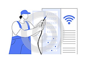 Local area network engineer isolated cartoon vector illustrations.