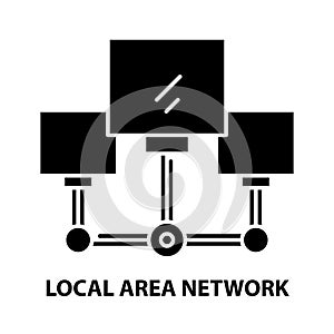 local area network icon, black vector sign with editable strokes, concept illustration