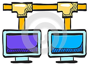 Local area network icon in color drawing