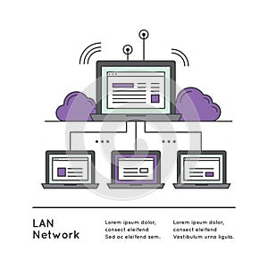 Local Area Network LAN with Network Equipment