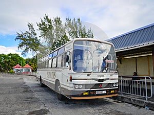 Local bus at Mahebourg station in Mauritius