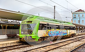 Local diesel train at Santa Apolonia station