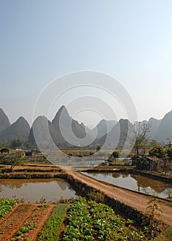 A local farm along the Yulong River near Yangshuo, Guilin in Guangxi Province, China