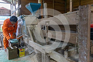 Local farmer preparing a traditional Bario paddy.